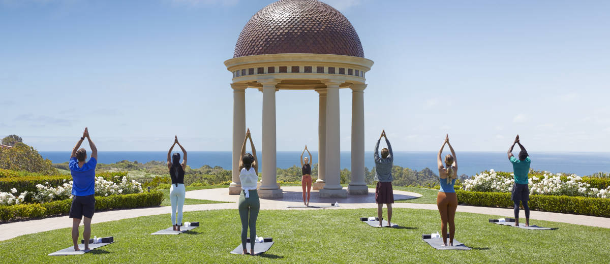 Fitness Yoga Class in Newport Beach with ocean view