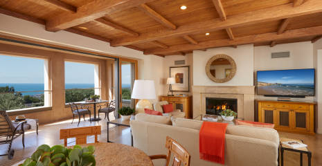 Two Bedroom Villa Living Room and Fireplace